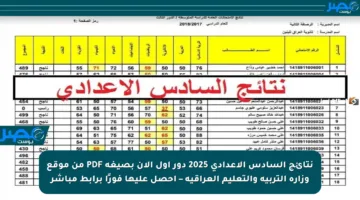 نتائج السادس الإعدادي 2025 دور أول الآن بصيغة PDF من موقع وزارة التربية والتعليم العراقية – احصل عليها فورًا برابط مباشر